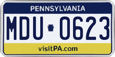 PA license plate MDU0623