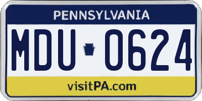 PA license plate MDU0624