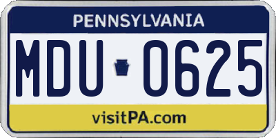 PA license plate MDU0625