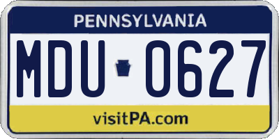 PA license plate MDU0627