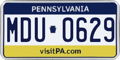 PA license plate MDU0629