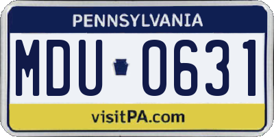 PA license plate MDU0631
