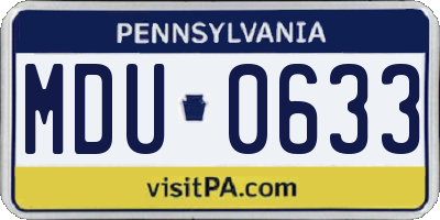 PA license plate MDU0633