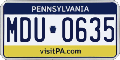 PA license plate MDU0635