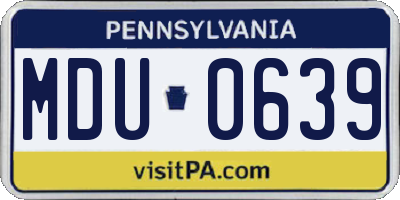 PA license plate MDU0639