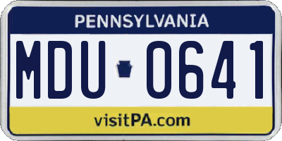 PA license plate MDU0641