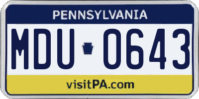 PA license plate MDU0643