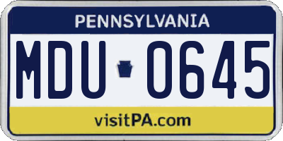 PA license plate MDU0645