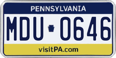 PA license plate MDU0646
