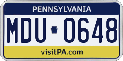 PA license plate MDU0648