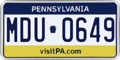 PA license plate MDU0649