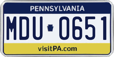 PA license plate MDU0651