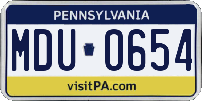 PA license plate MDU0654