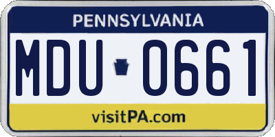 PA license plate MDU0661