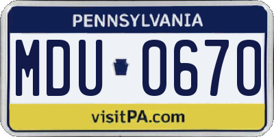 PA license plate MDU0670