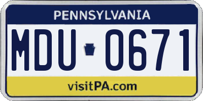 PA license plate MDU0671