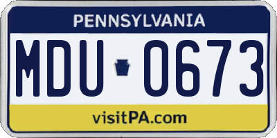 PA license plate MDU0673