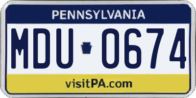 PA license plate MDU0674