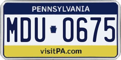 PA license plate MDU0675