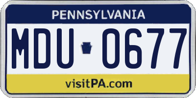 PA license plate MDU0677