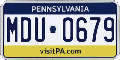 PA license plate MDU0679