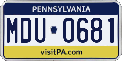 PA license plate MDU0681
