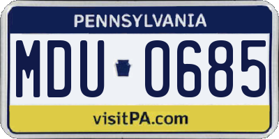 PA license plate MDU0685