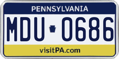 PA license plate MDU0686