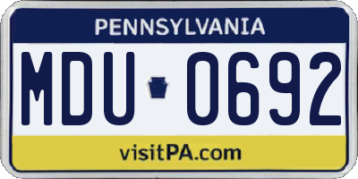 PA license plate MDU0692