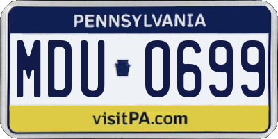 PA license plate MDU0699