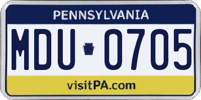 PA license plate MDU0705