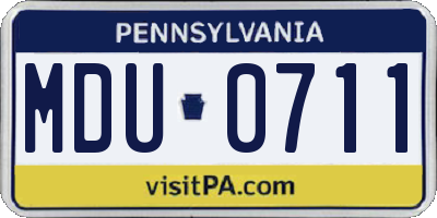 PA license plate MDU0711