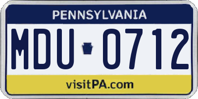 PA license plate MDU0712
