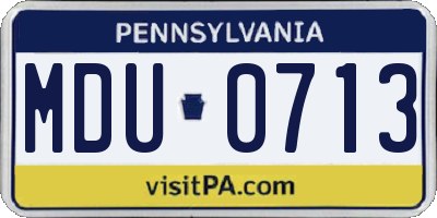 PA license plate MDU0713
