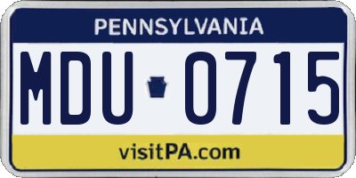 PA license plate MDU0715