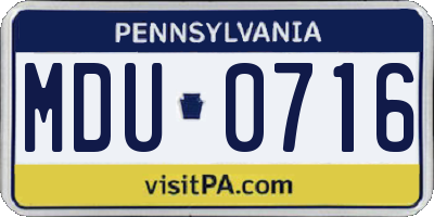 PA license plate MDU0716