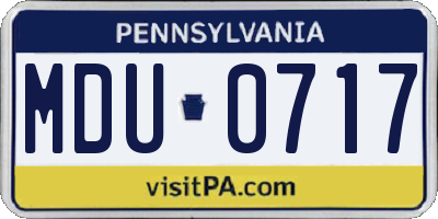 PA license plate MDU0717