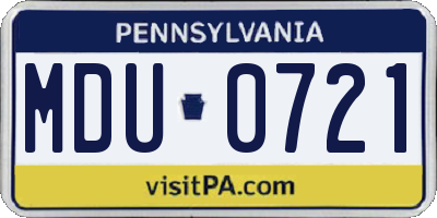PA license plate MDU0721
