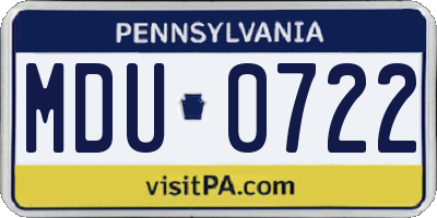PA license plate MDU0722