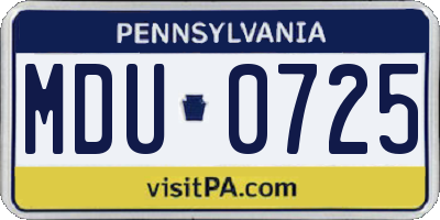 PA license plate MDU0725