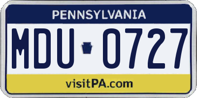 PA license plate MDU0727