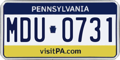PA license plate MDU0731