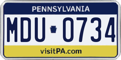 PA license plate MDU0734