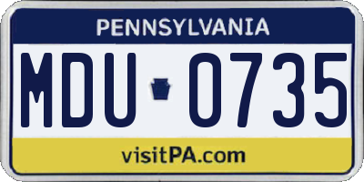 PA license plate MDU0735