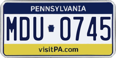 PA license plate MDU0745