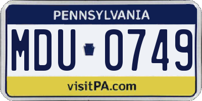 PA license plate MDU0749