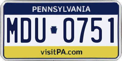 PA license plate MDU0751