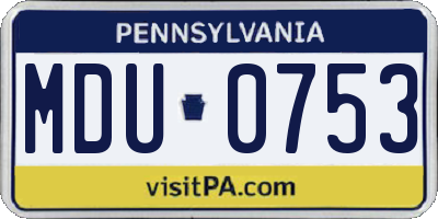 PA license plate MDU0753