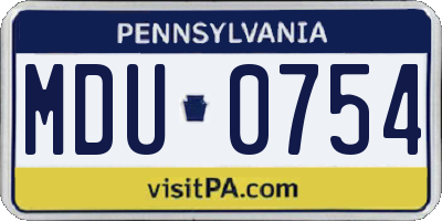 PA license plate MDU0754
