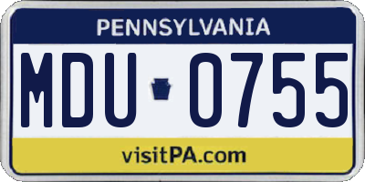 PA license plate MDU0755